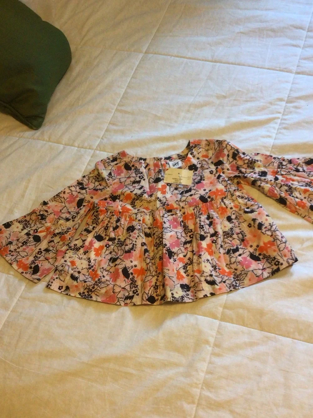 Girls Floral Long Sleeve Top and Black Leggings Matching Set